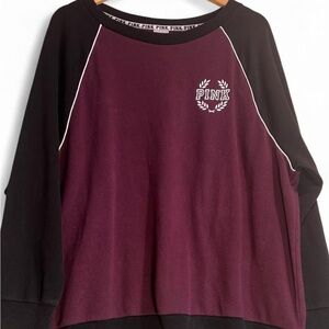 Victoria's Secret PINK Women's Maroon and Black Sweatshirt